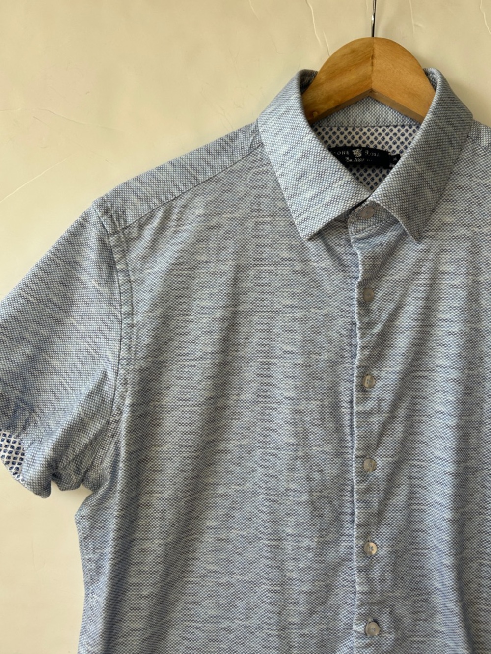 Stone Rose Men's Light Blue Textured Short-Sleeve Button-Down Shirt